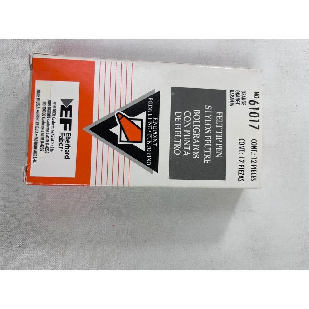 Eberhard Faber Orange Felt Tip Pens Fine‎ Point 12 Count Vintage Open Box